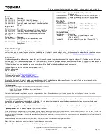 Preview for 2 page of Toshiba T135D-S1322 Specifications