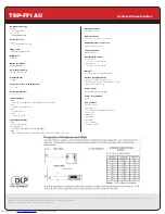 Предварительный просмотр 2 страницы Toshiba TDP-FF1A Specifications