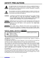 Предварительный просмотр 2 страницы Toshiba TDP-PX10 Owner'S Manual