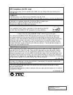 Предварительный просмотр 2 страницы Toshiba TEC B-SX4T-QP Owner'S Manual