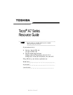 Toshiba Tecra A7 Series Resource Manual preview