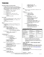 Preview for 2 page of Toshiba Tecra M5-ST8112 Specifications