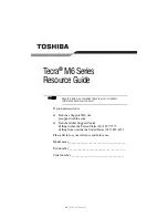 Preview for 1 page of Toshiba Tecra M6-EZ6612 Resource Manual