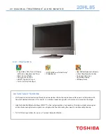 Предварительный просмотр 1 страницы Toshiba TheaterWide 20HL85 Specifications