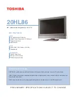 Предварительный просмотр 1 страницы Toshiba TheaterWide 20HL86 Specifications