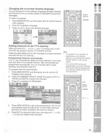 Предварительный просмотр 21 страницы Toshiba TheaterWide 20HLK67 Owner'S Manual