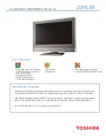 Preview for 1 page of Toshiba TheaterWide 23HL85 Specifications