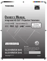 Toshiba TheaterWide 52HMX94 Owner'S Manual preview