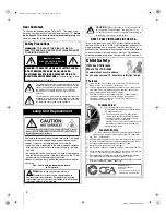 Предварительный просмотр 2 страницы Toshiba TheaterWide 57HM117 Owner'S Manual