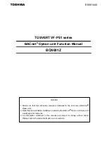 Preview for 1 page of Toshiba TOSVERT BCN001Z Function Manual