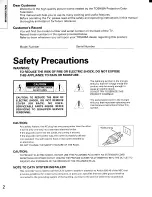 Предварительный просмотр 2 страницы Toshiba TP48D50 Owner'S Manual