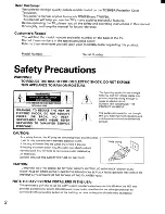 Предварительный просмотр 2 страницы Toshiba TP50F90 Owner'S Manual