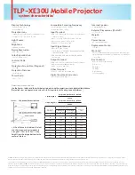 Preview for 2 page of Toshiba XE30U - TLP XGA LCD Projector Specifications