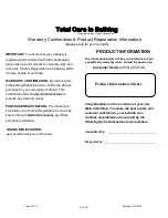 Preview for 2 page of Total Care In Bathing 2852FL Installation & Operating Instructions Manual