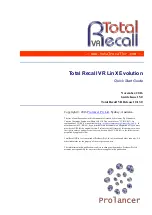 Preview for 1 page of Total Recall VR LinX Evolution Quick Start Manual