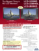Tote Vision LCD-2600HD Specification Sheet preview