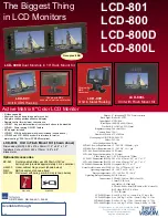 Tote Vision LCD-800 Specification Sheet preview