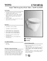 Preview for 1 page of Toto Aquia CT418F Quick Start Manual