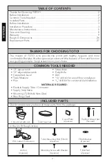 Предварительный просмотр 2 страницы Toto CST614 Series Installation Manual