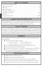 Preview for 2 page of Toto TBW01014U Installation And Owner'S Manual