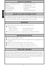 Preview for 2 page of Toto TLS01301U Installation And Owner'S Manual