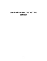 Preview for 1 page of Totoku GM184A Installation Manual