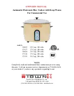 Предварительный просмотр 1 страницы Town Food Service Equipment Ricemaster 56822 Owner'S Manual