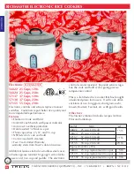 Town Food Service Equipment Ricemaster 56822 Specifications preview
