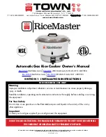 Town Food Service Equipment RiceMaster RM-55N-R Owner'S Manual preview