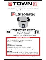 Town Food Service Equipment RiceMaster Owner'S Manual preview