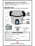 Preview for 2 page of Town Food Service Equipment RiceMaster Owner'S Manual