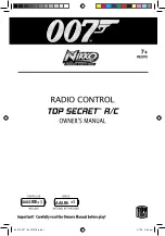 Preview for 1 page of Toy State 007 Nikko Radio Control Top Secret R/C 62070 Owner'S Manual