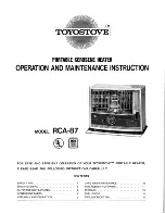 Toyostove RCA-87 Operation And Maintenance Instructions preview