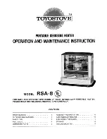 Предварительный просмотр 1 страницы Toyostove RSA-8 Operation And Maintenance Instructions