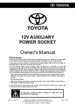 Preview for 1 page of Toyota 12V AUXILIARY POWER SOCKET Owner'S Manual