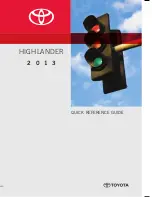 Preview for 1 page of Toyota 2013 Highlander Quick Reference Manual