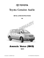 Toyota Audio 2001 Avensis Verso Installation Instructions Manual preview