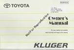 Предварительный просмотр 1 страницы Toyota Kluger 2004 Owner'S Manual