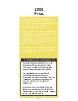 Предварительный просмотр 2 страницы Toyota PRIUS 2008 Quick Reference Manual