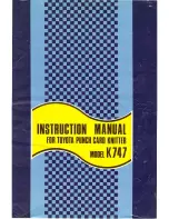 Preview for 1 page of Toyota Punch Card Knitter K747 Instruction Manual