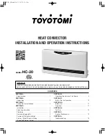 Preview for 1 page of Toyotomi HC-20 Installation And Operation Instructions Manual