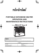 Предварительный просмотр 1 страницы Toyotomi RCA-37 Operation And Maintenance Instructions