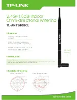 Preview for 1 page of TP-Link TL-ANT2408CL - 8dBi Antenna -2.4GHz Specifications