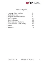 Preview for 3 page of TP Radio Thor 1 TP9000EX Basic User'S Manual