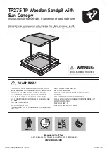 TP Wooden Sandpit with Sun Canopy TP275 Instructions For Assembly, Maintenance And Safe Use предпросмотр