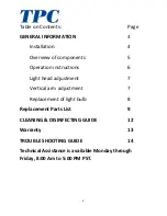 Preview for 2 page of TPC L700 Lucent Dental Light Operation And Service Manual