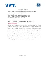 Предварительный просмотр 22 страницы TPC Mirage 2.0 Hydraulic Installation Operation User Manual