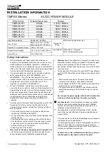 Preview for 1 page of TRACO POWER TMPS 03 Series Installation Information