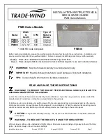 Preview for 1 page of Trade-wind PMB02 Installation Instructions & Use & Care Manual