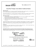 Preview for 9 page of Trade-wind VSL430 BF Installation Instructions & Use & Care Manual